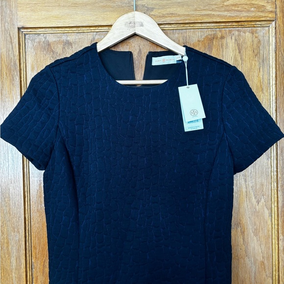 Tory Burch Quilted Jacquard Dress in Navy/Black Size M - Picture 7 of 8